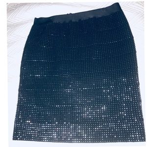 Black Metallic Large Pencil Skirt Stretch Zipper